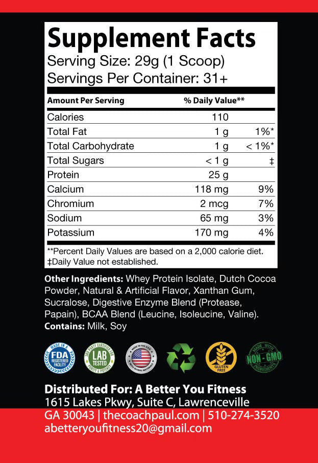 100% ISOLATE WHEY PROTEIN - (CHOCOLATE MILKSHAKE FLAVOR)